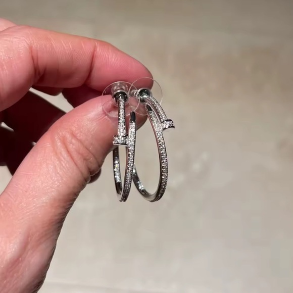 Just Un Clou Silver Crystal Nail Earrings - Picture 14 of 16